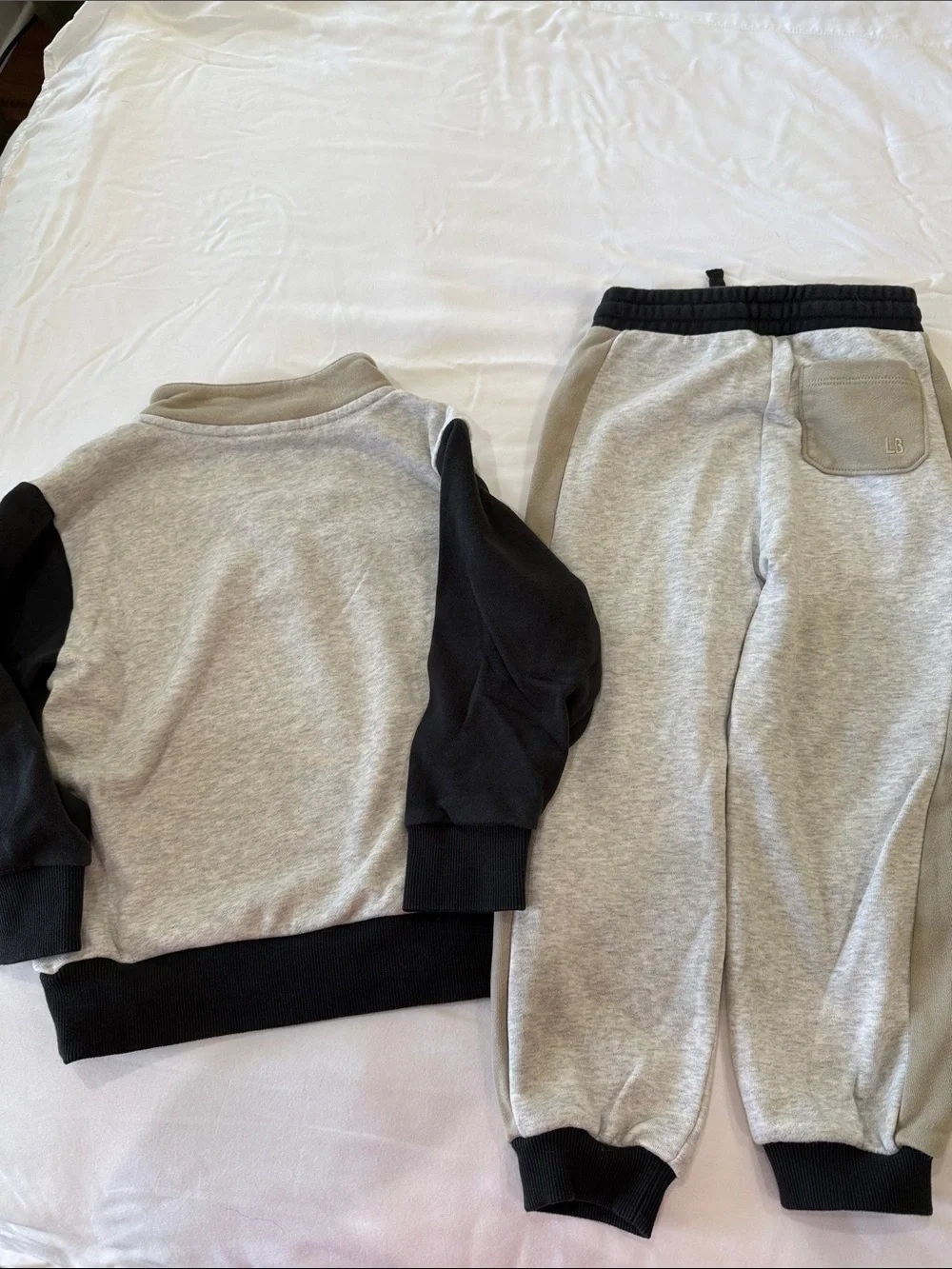 Little Bipsy Grey, Black & Tan Kids Jogger Set
